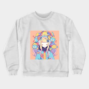 Girl hear music anime Crewneck Sweatshirt